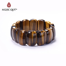 Vòng tay đá thạch anh mắt hổ vàng nâu bản lớn  24x15mm mệnh thổ, kim - Ngọc Quý Gemstones