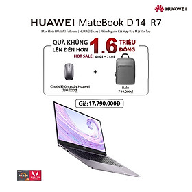 Máy Tính Xách Tay Huawei Matebook D 14 R7 (8+512G) | Hệ điều hành Windows 10 | Màn hình HUAWEI Fullview 14-inch | Huawei Share | Phím Nguồn Kết Hợp Bảo Mật Vân Tay | Hàng chính hãng