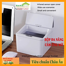 HỘP ĐA NĂNG MỞ - ĐÓNG BẰNG CẢM ỨNG HÌNH ẢNH 6L "BAHAMR" đựng đồ ăn vặt, đồ khô, mỹ phẩm và văn phòng phẩm... không cần vặn nắp chỉ cần giơ nhẹ tay là nắp hộp tự động mở để bỏ đồ vào và lấy đồ ra dùng.