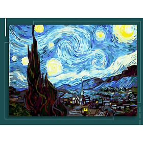 Mua Tranh sơn dầu số hóa DIY khổ 40x50cm đã căng khung- Tranh  The Starry Night  Van Gogh