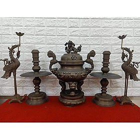 Mua Bộ Ngũ Sự đỉnh đồng bày biện Ban Thờ mang đến sự trường thọ may mắn theo phong thủy cao 50cm