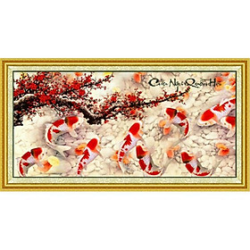 Mua Tranh đính đá Cửu ngư quần hội 128x65cm - chưa đính