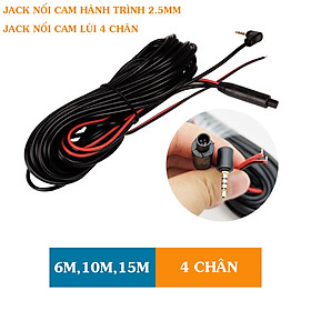 Mua Dây tín hiệu camera lùi 4 chân chiều dài 6m 10m 15m 20m kết nối camera hành trình bằng jack 2.5mm