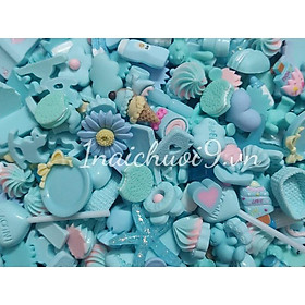 HN * Túi 30 charm mô hình bánh kẹo, vật dụng màu xanh biển dùng cho các bạn trang trí điện thoại, DIY