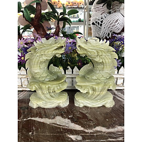 Mua Cặp Cá chép hóa Rồng phong thủy đá ngọc onyx - Cao 20 cm