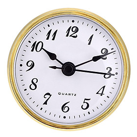 70mm Clock Insert Gold Rim White Dial Round  Movement Battery Operated