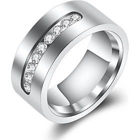 Nhẫn Nam Bản To Loại Mờ Có Đính Đá Titan Không Rỉ TT 2380