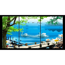 Mua Bộ tranh 3 Bức - Tranh treo tường  phòng khách- tranh Phong Cảnh PC489/Gỗ MDF cao cấp phủ kim sa/ Chống ẩm mốc  mối mọt/Bo viền góc tròn