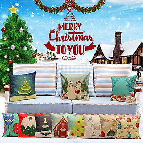 Mua 18 inch Merry Christmas Santa Tree Snowman Pillowcase Cushion ...