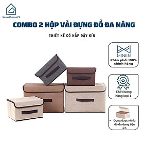 Combo 2 Hộp Vải Đựng Đồ Canvas, Túi Vải Đựng Quần Áo, Đồ Dùng Đa Năng Có Nắp Đậy Loại 1 - Hàng Chính Hãng MINIIN