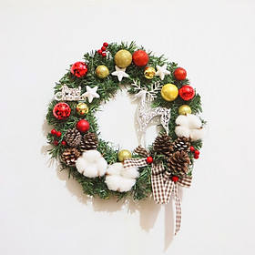 Mua Vòng Hoa Trang Trí Noel D59 size 30cm Tặng Kèm Đèn Vòng Nguyệt Quế Giáng Sinh