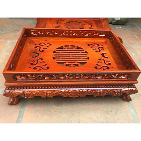Mua Khay trà  chè  trang trí bàn uống nước  tiếp khách bằng gỗ hương đẹp long lanh kt 37×27×12cm