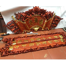 Mua Bộ đồ thờ cuốn thư câu đối bằng gỗ hương đỏ  và được pu dát vàng cao cấp đẹp
