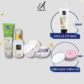 Bộ 3 sản phẩm dưỡng trắng da Acosmetics: Sữa Rửa Mặt Trà Xanh 120ml + Kem Face Pháp 50g + Serum 50ml