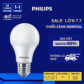 Bóng Philips LED bulb Essential E27 (5W,7W,9W,11W,13W) - E27 (3000K/6500K)