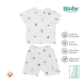 Bộ cộc tay cúc bấm vai cho bé sơ sinh và trẻ nhỏ họa tiết xinh xắn Boube, vải Cotton organic thoáng mát - Size 0-24M