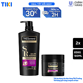 Combo Dầu Gội 850g & Kem Ủ 180ml Tresemme Salon Rebond Giúp Chắc Khỏe & Ngăn Gãy Rụng Tóc