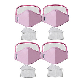 4 Pieces Anti Dust Adults Mouth Cover Masks With Clear Eye  Pink