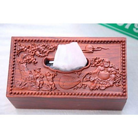 Mua Hộp đựng giấy ăn GỖ HƯƠNG  - đục chạm di lặc kéo bao - giá tại xưởng sản xuất