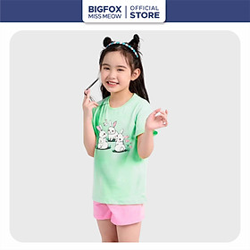 Đồ Bộ Bé Gái Bigfox Missmeow Mùa Mùa Hè Vải Cotton In Thỏ Dễ Thương Size Đại Trẻ Em 3,4,5,6,7,8 Tuổi 25kg 30kg