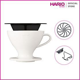 Phễu sứ pha cà phê HARIO W60 (Trắng, kèm lưới lọc đáy phẳng, pha được 3 cách) - W60 Dripper PDC-02-W