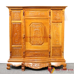 Mua Tủ Thờ Gia Tiên Gỗ Gõ Đỏ Bụng Phệ Chạm Phúc Lộc Thọ Bền Đẹp