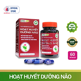 Viên Uống Bổ Não HOẠT HUYẾT DƯỠNG NÃO Domesco Hộp 60 Viên - Hỗ Trợ Tăng Cường Tuần Hoàn Máu Não, Cải Thiện Trí Nhớ, Ngăn Ngừa Hình Thành Cục Máu Đông, Giảm Đau Đầu, Hoa Mắt, Chóng Mặt