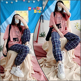 Quần Caro Dây Rút Lai Xanh Đen - Quần Caro Lưng Thun Bo Lai Long Caro Pants Unisex - MM