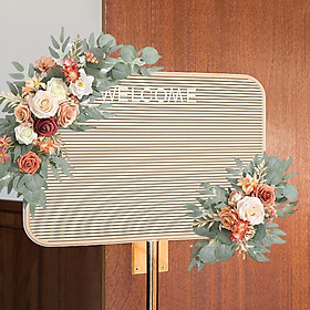 Wedding Arch Flowers Reception Backdrop Floral Rustic Handmade Flower Garland Welcome Ceremony Sign for Front Door Home