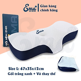 Gối cao su non công thái học chống đau vai ngáy, ngủ ngáy, hỗ trợ ngủ nhanh EMA- Thiết kế riêng biệt cho tư thế nằm ngửa và nằm nghiêng