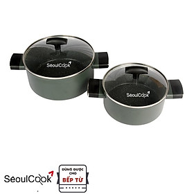 Mua Bộ 2 nồi chống dính đáy từ Seoulcook Healthy  nồi 20cm + nồi 24 cm cao cấp Hàn Quốc  phong cách Châu Âu hiện đại  dùng được tất cả các bếp Induction