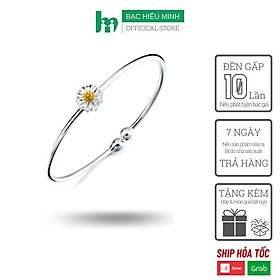 Lắc Tay Kiềng Bạc Nữ Bạc Hiểu Minh LTU468 hoa cúc