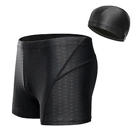 Men Adjustable Drawstring Swim Shorts Board Shorts Swimwear Quick-dry Beach Shorts with Swimming Cap
