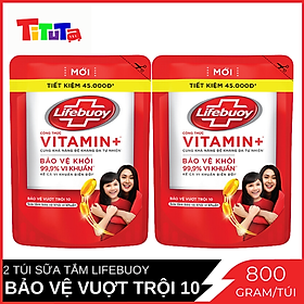 Combo 2 túi sữa tắm Lifebuoy Bảo vệ vượt trội 10 (Đỏ) 800g