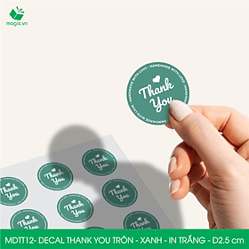 MDTT12 - D2.5cm - 50 Sticker Thank you, decal Thank you tròn dán hộp carton, tem cám ơn, nhãn dán cảm ơn trang trí gói hàng