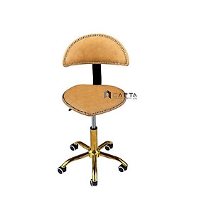 Ghế quầy giao dịch chân xoay CB2299B-2P Nội thất Capta Ghế tư vấn viên nệm da simili nâu bò và xanh chân xoay màu vàng có bánh xe nhựa di chuyển dễ dàng tại tp hcm