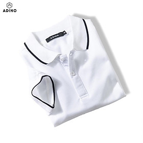 Áo polo nữ ADINO màu xanh đen phối viền vải cotton co giãn dáng công sở slimfit hơi ôm trẻ trung APN02