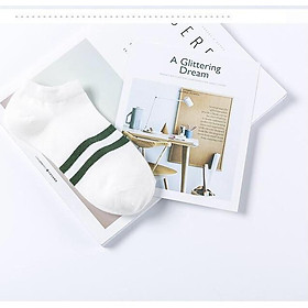 Combo 10 đôi tất vớ lười ngắn cổ nam nữ kẻ ngang unisex Hàn Quốc siêu hot TN06