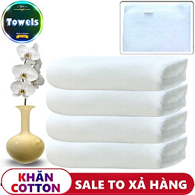 Khăn Gội bestke 100% Cotton, Set 4 cái màu trắng size 33cmx83cm