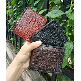 Ví Da Cá Sấu Nguyên Con 2 Mặt Đan Viền Thủ Công Rất Đẹp - Rất Bền