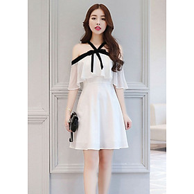 Đầm Nữ Xòe Trễ Vai DH018 - Trắng