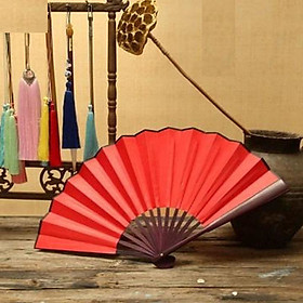 Quạt xếp cổ trang nam cầm tay trắng đen đỏ vàng múa quạt nan 31cm quà tặng trưng bày