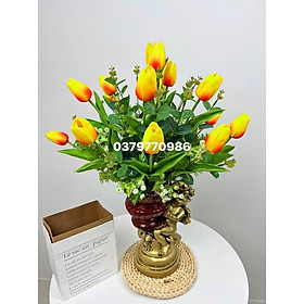 Bình thiên thần hoa tulip-Hoa lụa cao cấp-Decor nhà xinh