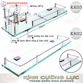Kệ Kính Cường Lực Đa Năng Nhà Tắm Phụ Kiện Inox SUS304 - Kệ để ly, bàn chải, mỹ phẩm