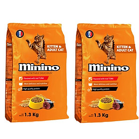 Combo 2 gói Thức ăn cho mèo Minino Tuna Flavored 1.3kg/gói