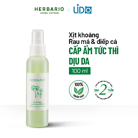 Xịt khoáng rau má & diếp cá herbario 100ml cấp ẩm danh cho da mụn Thuần chay