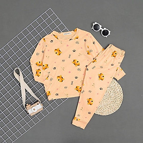 Bộ dài tay thun lạnh in Hổ Minky Mom mềm mịn mát cho bé trai bé gái từ 7-26kg - HÀNG LOẠI 1