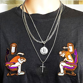 Set 3 vòng cổ dây chuyền kim loại nhiều tầng đa phong cách phóng khoáng