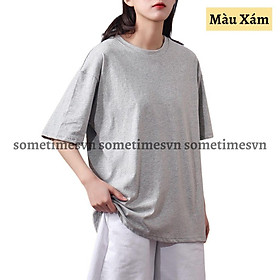 Áo thun tay lỡ nam nữ unisex trơn áo phông màu basic cổ tròn vải thun co dãn TTL01 - Sometimes