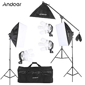 Andoer Studio Photo Video Lighting Kit with 12 * 45W Bulb / 3 * 4in1 Bulb Socket / 3 * Softbox / 3 * Light Stand / 1 *